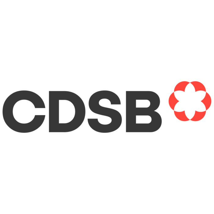 Timmins Care CDSB logo featuring bold black letters "CDSB" followed by a red flower-like symbol on a white background. Cochrane District Social Services Administration Board